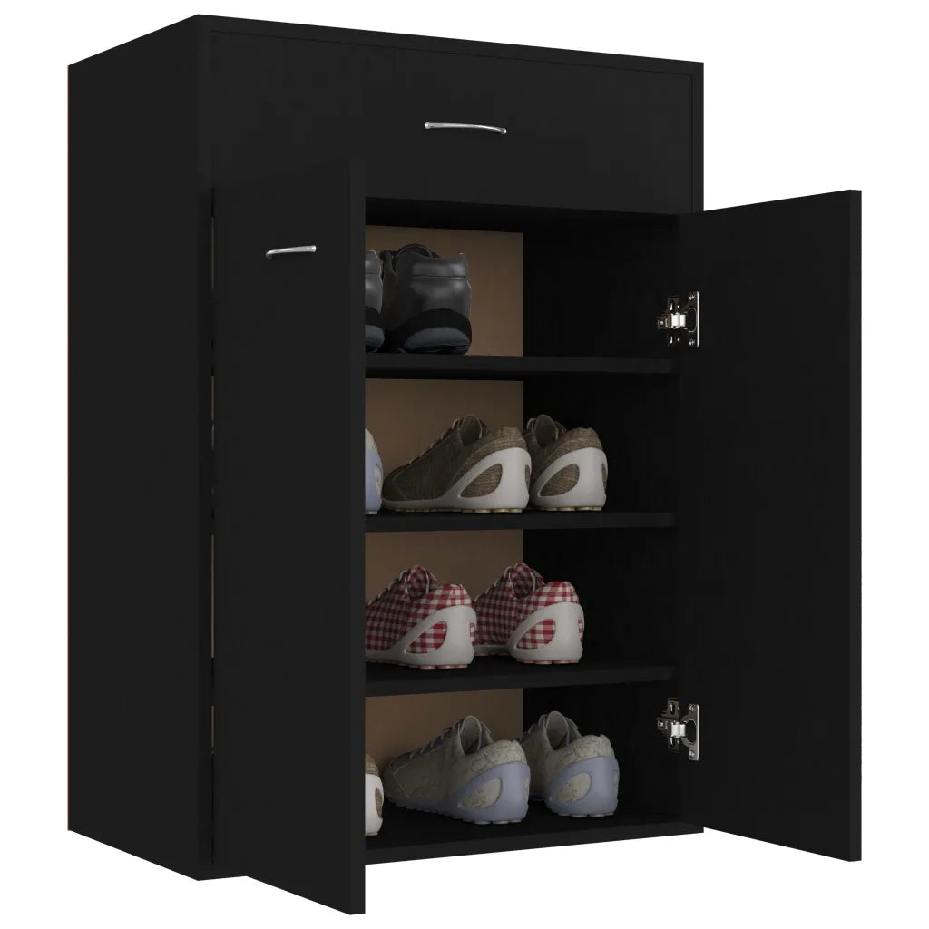 Scarpiera Nera 60x35x84 cm in Legno Multistrato 801072