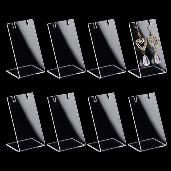 Supporto per orecchini in acrilico - Display per gioielli - Orecchini - Adatto per gioielli - Translucido - Display per orecchini 10 pezzi - Forma L - 3,3 x 4,3 x 7,6 cm