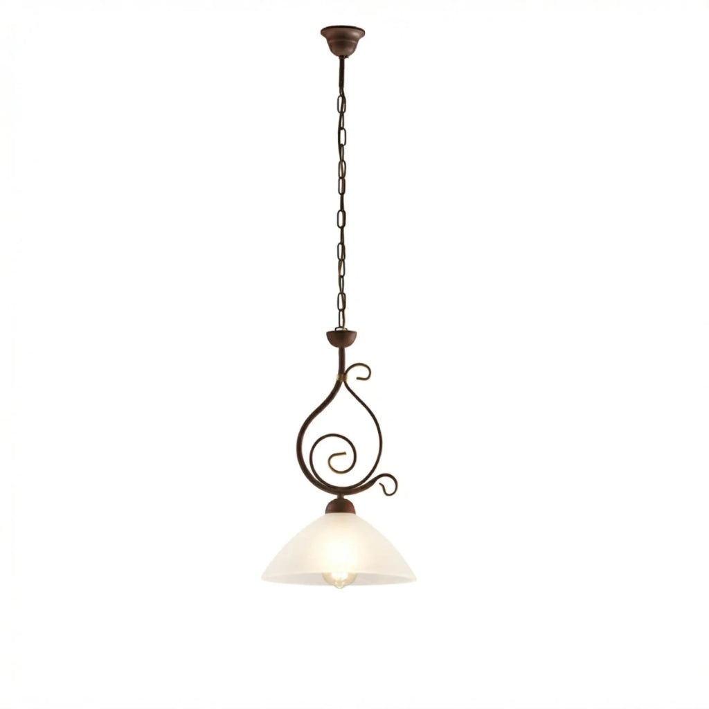 Lampadario Rustico Faraone 1 Luce Marrone e Bianco LuceArt Classic