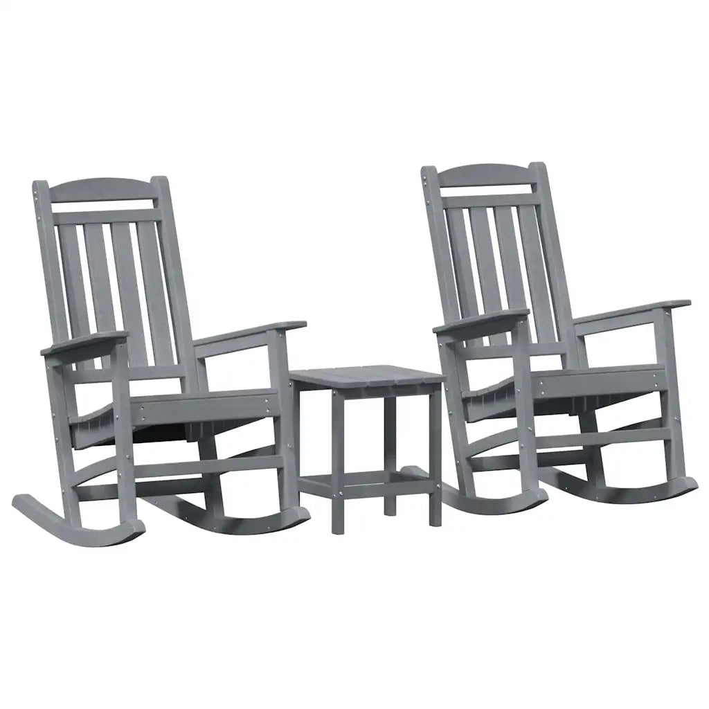 Sedia a dondolo 3 pcs Grigio chiaro Polietilene 3335817