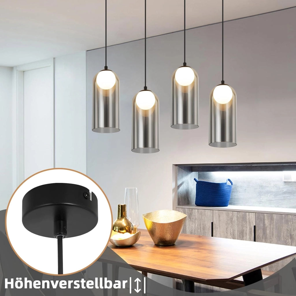 Lampada a sospensione ZMH per sala da pranzo nera 1 fiamma G9 in vetro vintage per camera da letto