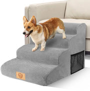 Trappola per cani 4 gradini, Helling per cani per divano, Realizzata con schiuma di alta qualità, Trappola per animali domestici con fodera in peluche lavabile e pavimento antiscivolo per gatti grandi e piccoli e cani, Grigio