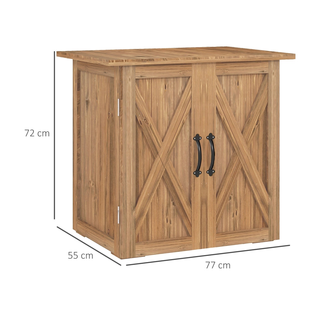 Casetta Box Da Giardino a 2 Ante Stile Country 77x55x72 cm in Legno Marrone