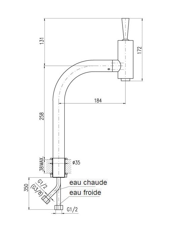 SEINA JOYSTICK Miscelatore lavabo alto 25,8 cm in ottone cromato