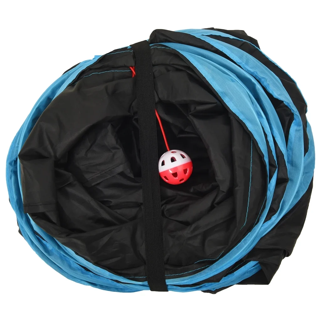 Tunnel per Gatti a 4 Vie Nero e Blu 25 cm in Poliestere 172187