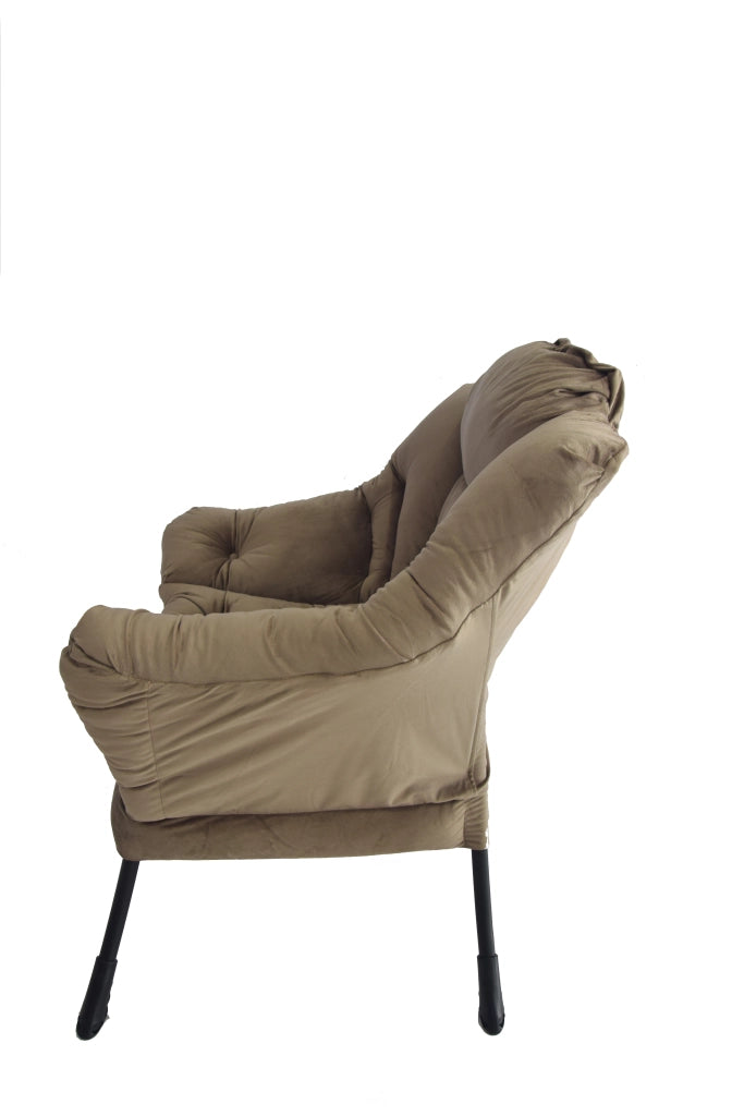 Poltrona relax con poggiapiedi e tasca laterale, colore khaki