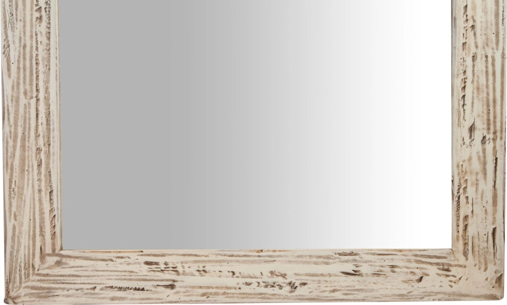 Biscottini Specchiera rettangolare a muro in legno massello di tiglio finitura crema anticata L90xPR3xH120 cm Made in Italy