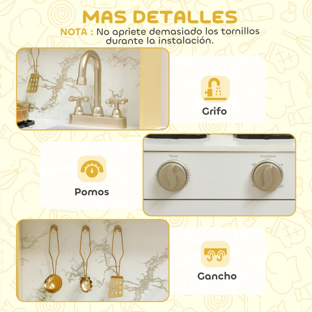 Cucina Giocattolo in Legno con Accessori ¨C zephmum ¨C Naturale