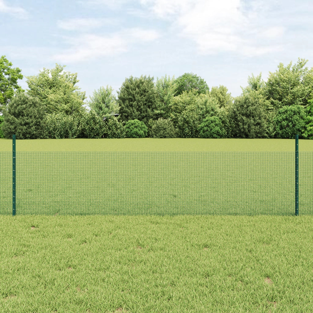 Recinzione Saldata con 44 Pali U Verde 0.5x100 m Acciaio