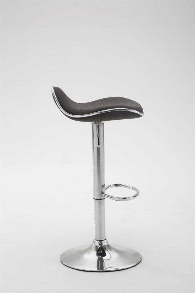 Sgabello Shanghai in tessuto grigio scuro,cromo