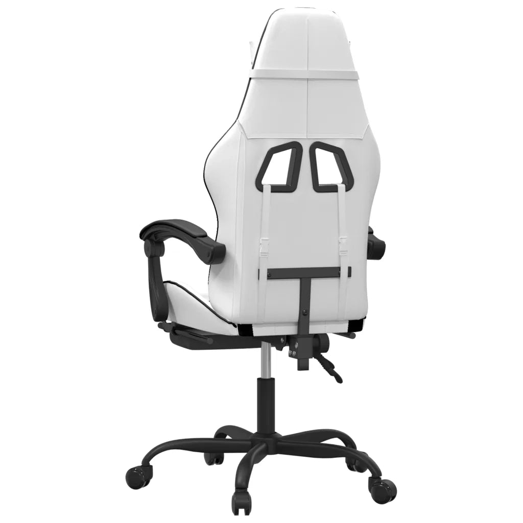 Sedia da Gaming Girevole Poggiapiedi Bianco e Nero Similpelle cod mxl 77082