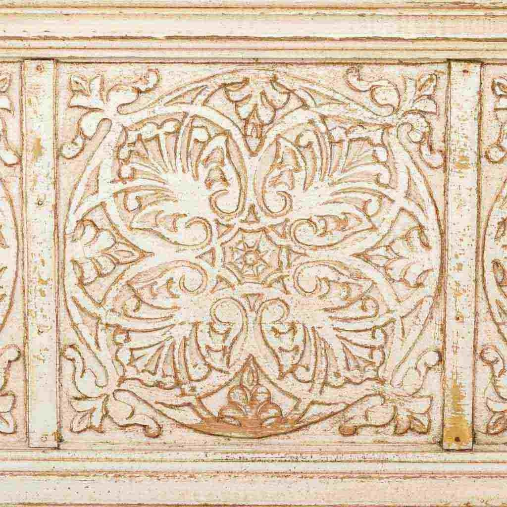 Cassapanca legno intagliato beige 103x40x43h cm