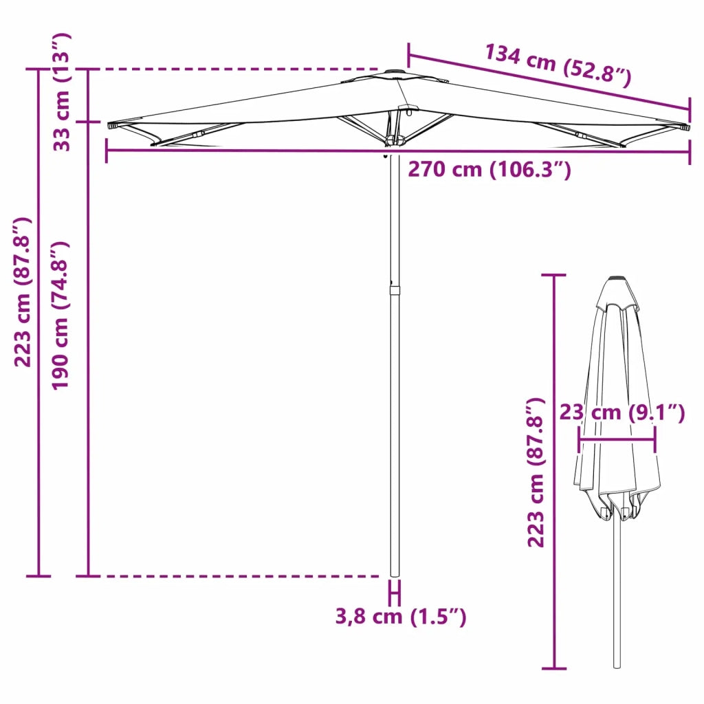 Ombrello da giardino 270 x 270 cm Poliestere Rettangolare 42036192