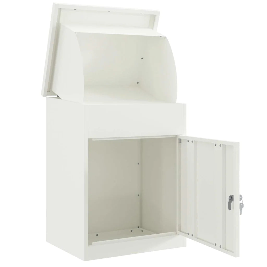Cassetta per pacchi con porta Bianco 47.5 x 38 x 59 cm Acciaio 874941