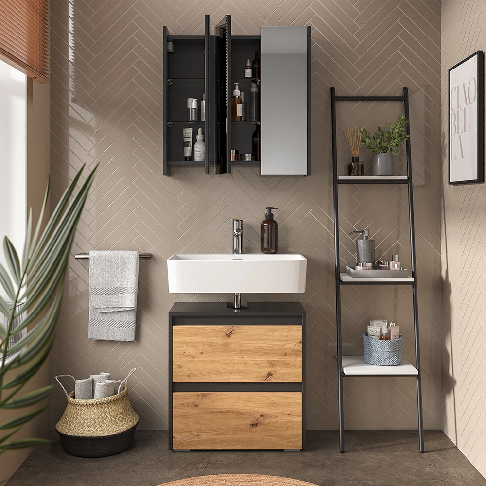 Vicco Set di mobili da bagno Antracite/Artisan 2 parti