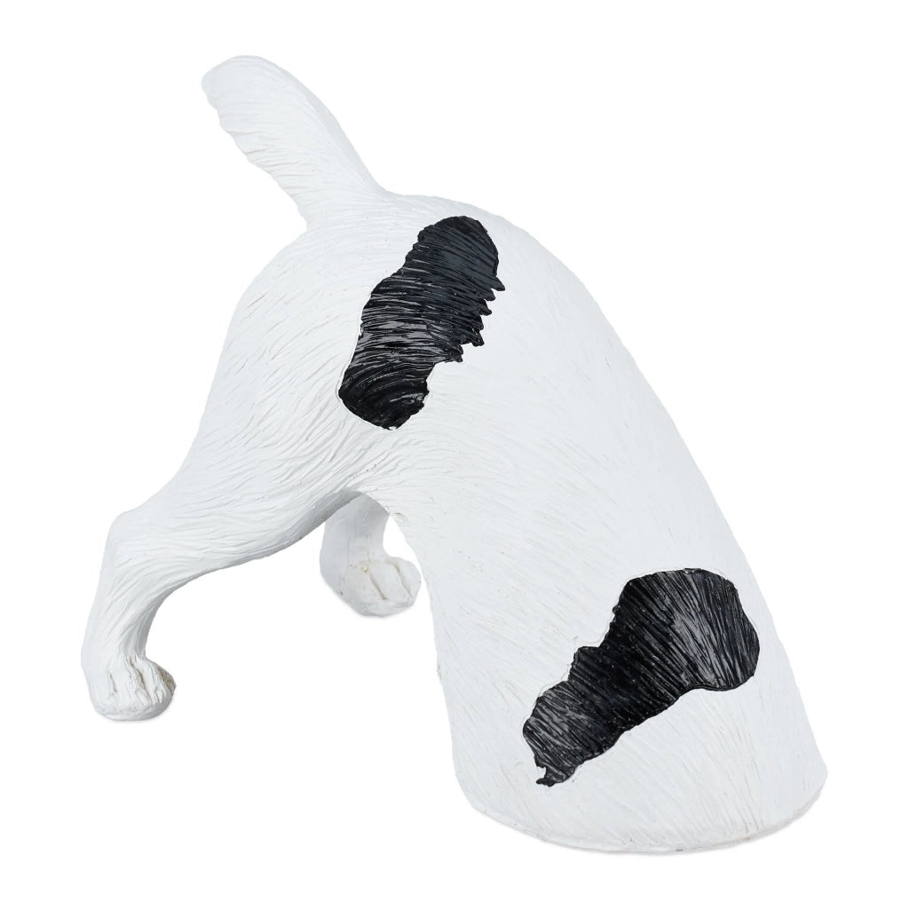 Statua da giardino cane che scavava mezzo cane Jack Russell 40 x 30 x 20 cm decorazione originale in poliresina bianca 13_0015626