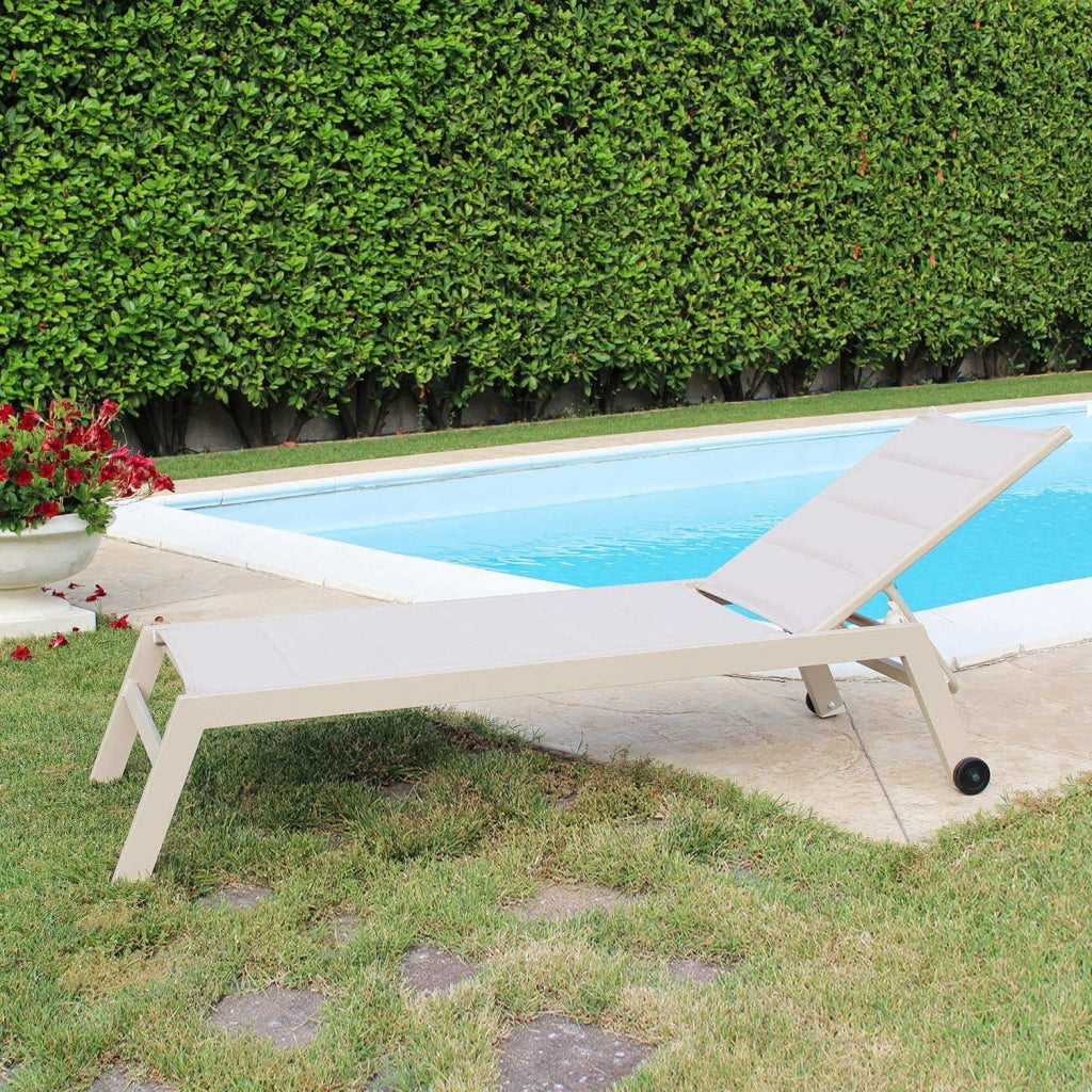 Lettino prendisole da Giardino in Alluminio Textilene cm 198x61x95 - DAVID