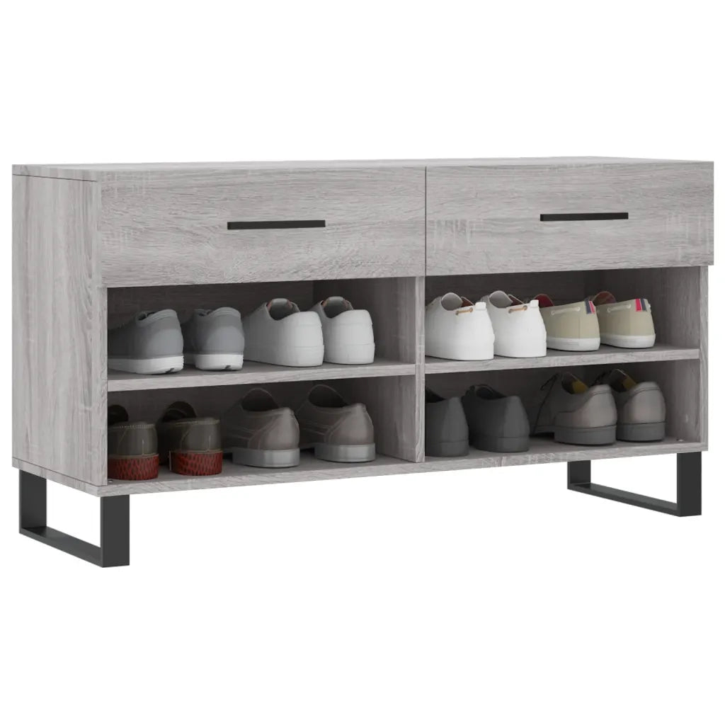 Panca Porta Scarpe | Scarpiera | Mobile per scarpe Grigio Sonoma 102x35x55 cm Legno Multistrato