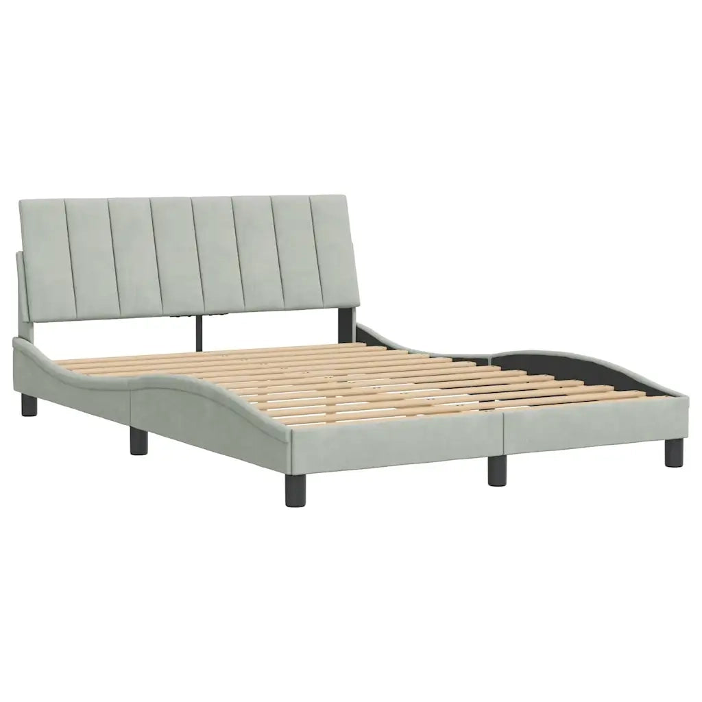 Giroletto con Testiera Grigio Chiaro 140x200 cm in Vellutocod mxl 114964