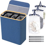 Scatola per il bucato 3 cassetti - Risciacquatore con tasche rimovibili – Scatola per il bucato con coperchio – Risciacquatore con coperchio – Pieghevole - Box per il bucato