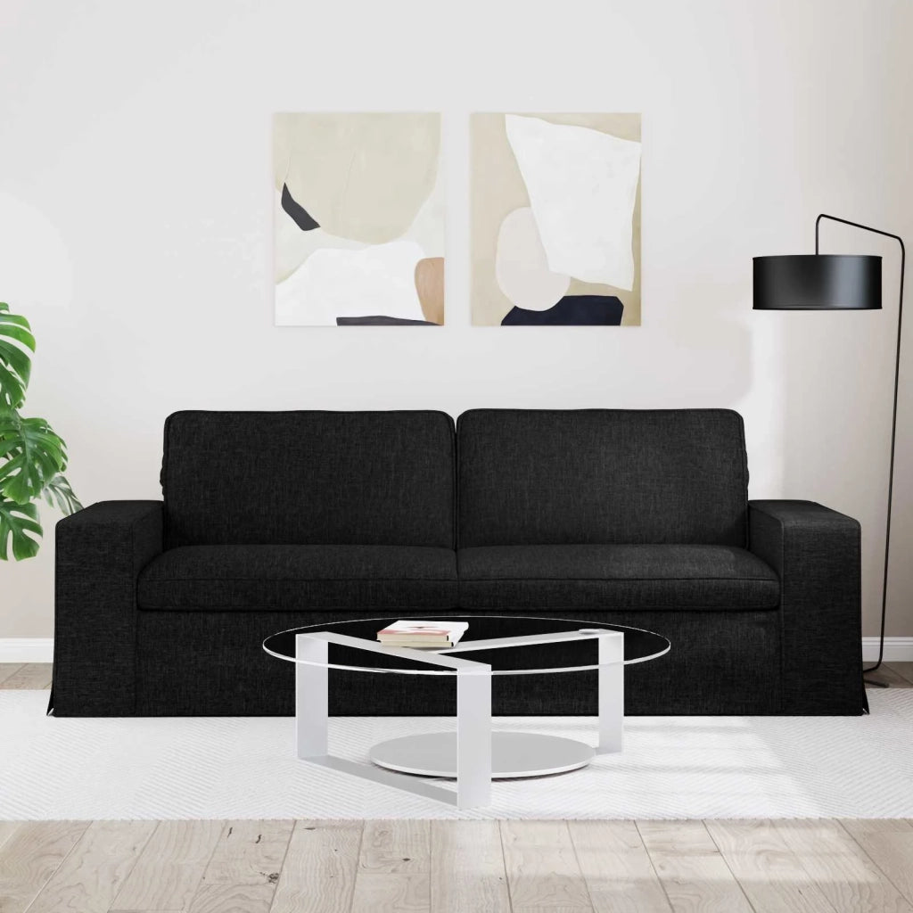 Divano | Divano da soggiorno | Sofa Nero 222 x 80 x 82 cm Tessuto