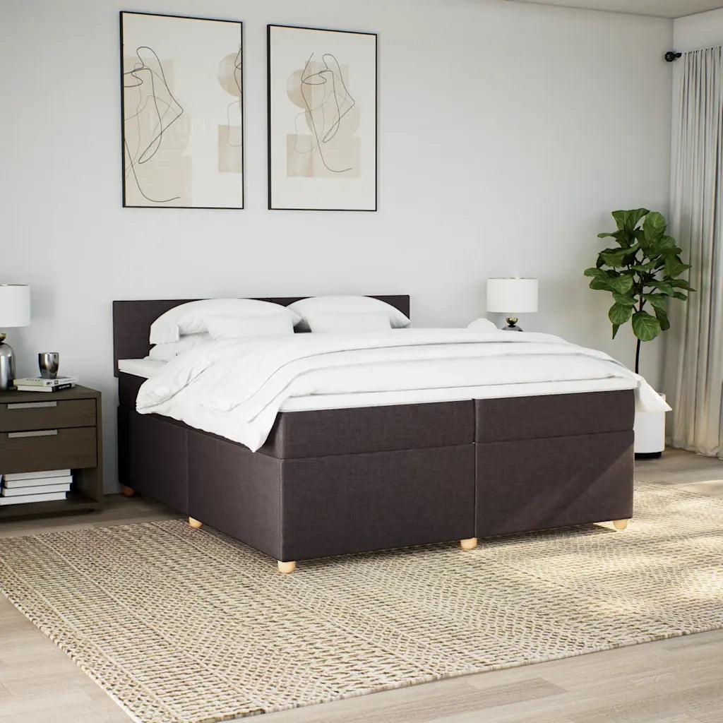 Giroletto a Molle con Materasso Marrone Scuro 200x200cm Tessuto