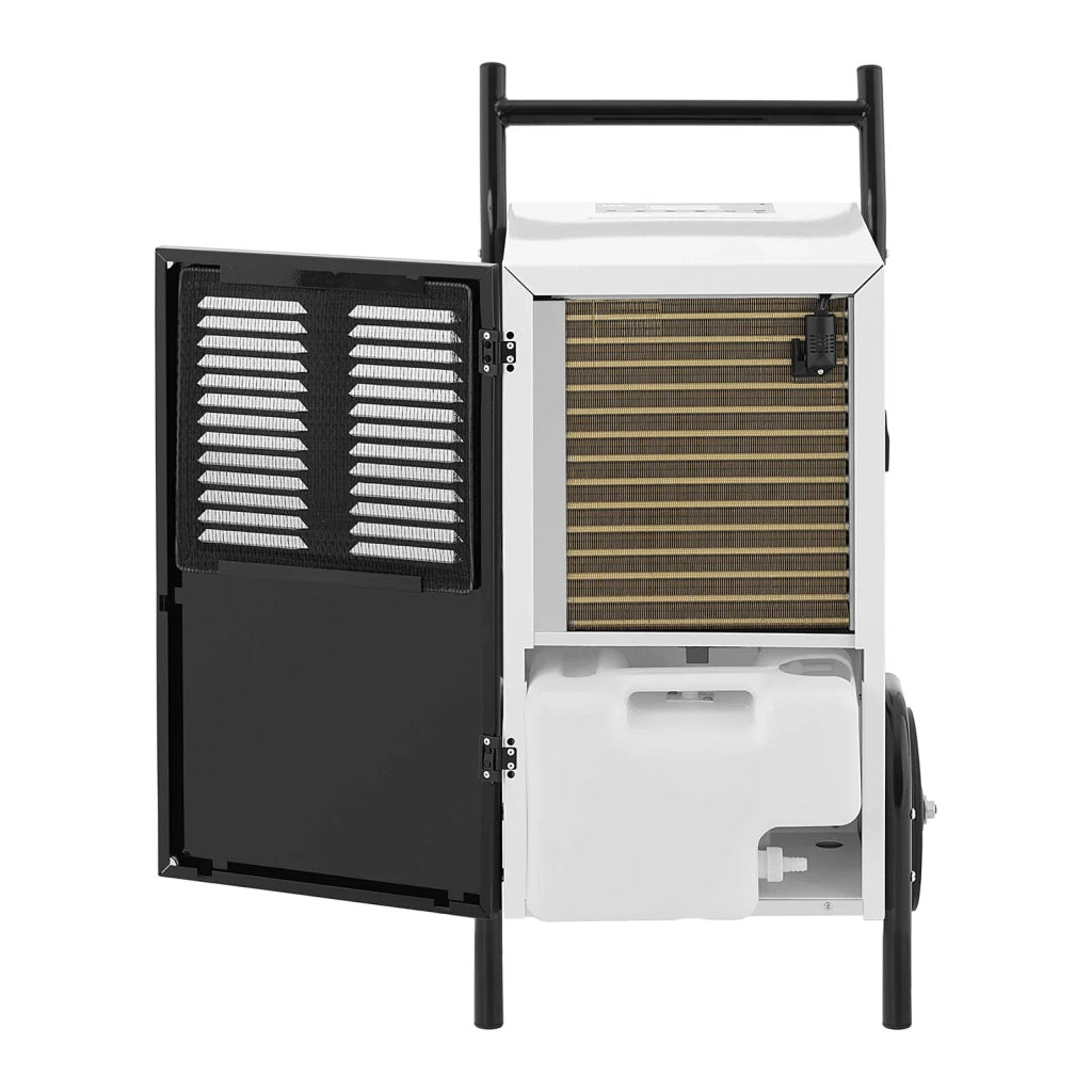 Deumidificatore elettrico professionale per cantieri edili abitazioni cantine e capannoni industriali (50l/24h superficie 80 m² portata aria 630 m³/h serbatoio 5,5 l LED) 14_0007254