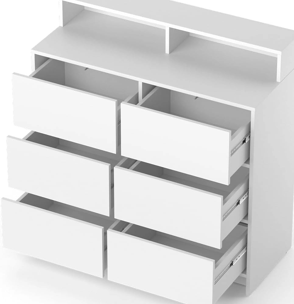 cassettiera per camera da letto Naara, Bianco, 40.3 x 100.6 cm, per riporre e abbinare ad altri mobili