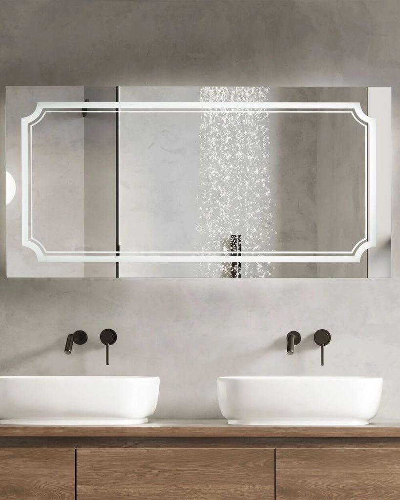 Specchio da muro rettangolare con LED 120 x 60 cm stile moderno contemporaneo bagno illuminazione