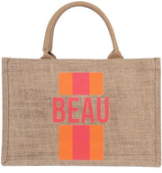 Borsa a Mano in Juta Vintage Chic per Donna con Disegno a Strisce Tasca a Spalla Ecowallet Riciclabile Luxe Borsa per Spiaggia o Ufficio da Utilizzare Tutto l'Anno