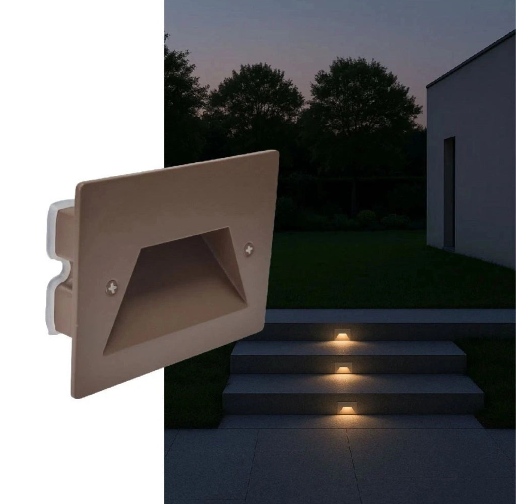 Segnapasso LED Incasso 3W IP65 Alloggio 503 Marrone Color Ruggine con CCT Switch 3000K 4000K 6500K per Scale e Pareti
