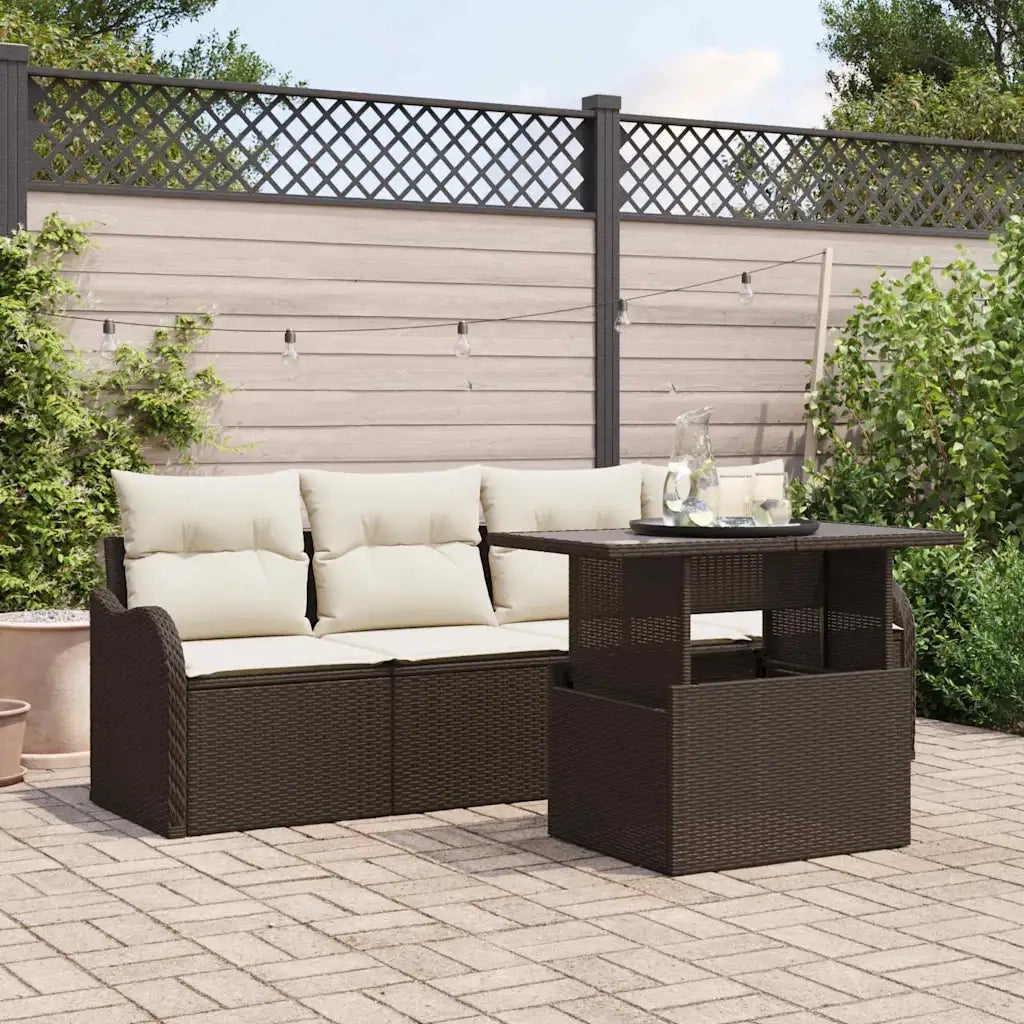 Set Divano da Giardino 5 pcs Marrone Rattan in Polipropilene 3357101