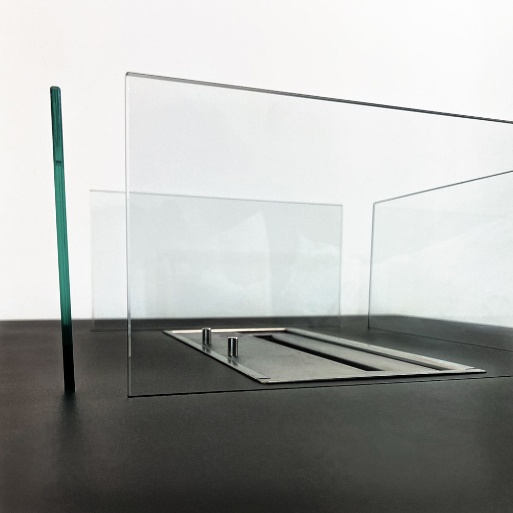 Camino a Bioetanolo da Pavimento 70x70x35 cm Panarea Nero