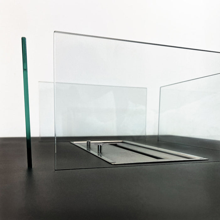 Camino a Bioetanolo da Pavimento 70x70x35 cm Panarea Nero