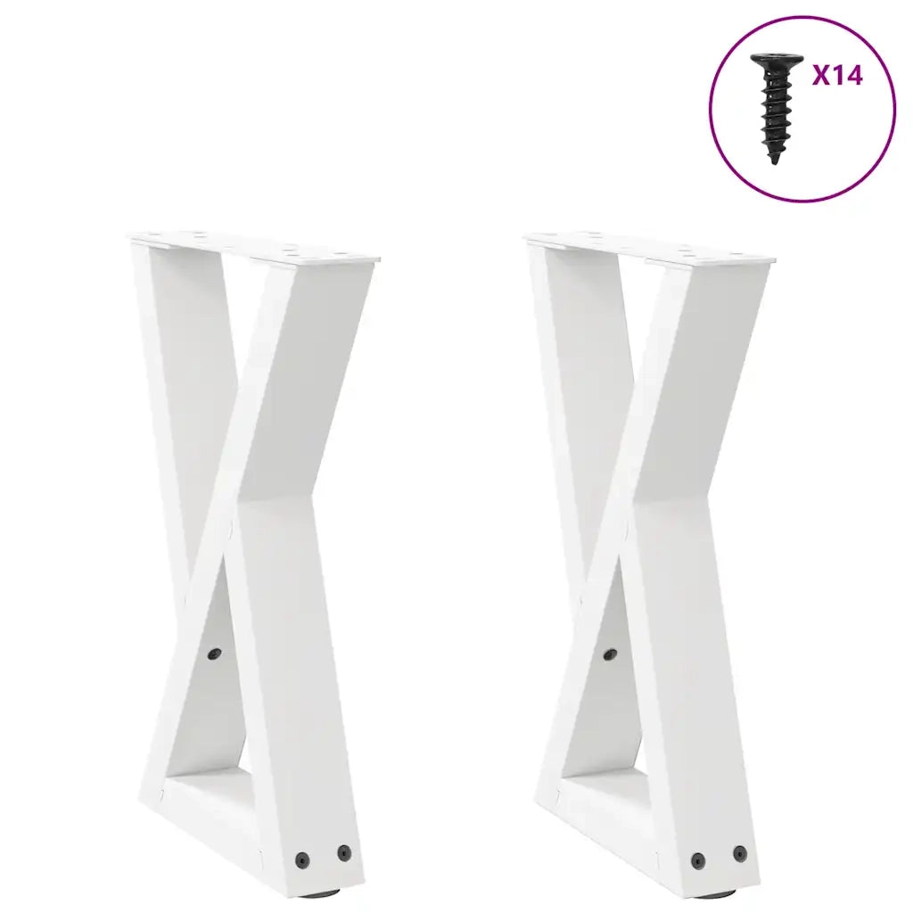 Gambe per Tavolino da CaffÃ¨ 2 pz Bianche 38x(42-43,3) cm Acciaio