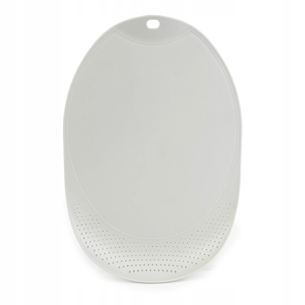 Tagliere da cucina in plastica KADAX con scolapiatti e manico, bianco, 38x25 cm