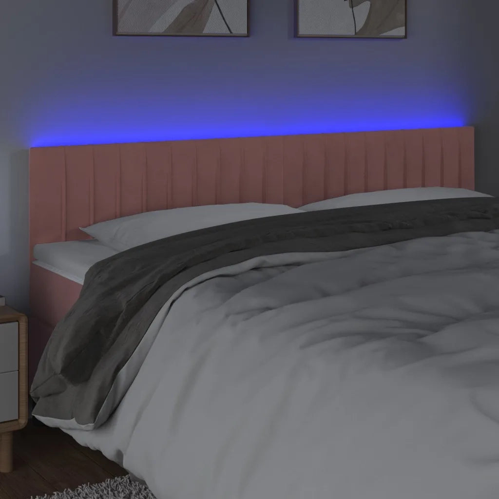 Testiera | Testata a LED Rosa 180x5x78/88 cm in Velluto