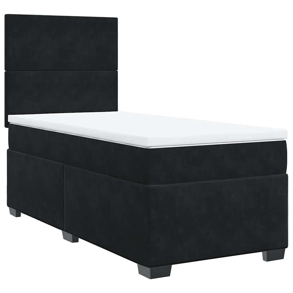 Giroletto a Molle con Materasso Nero 80x200 cm in Velluto