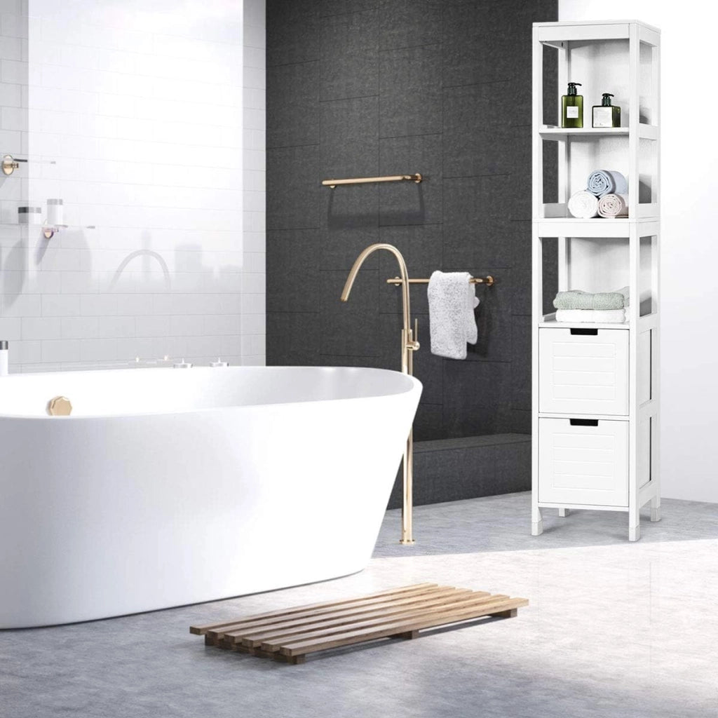 Armadio Alto di Stoccaggio, Armadietto Moderno, Scaffale Multiuso,144,5 x 30 x 30 cm, Bianco
