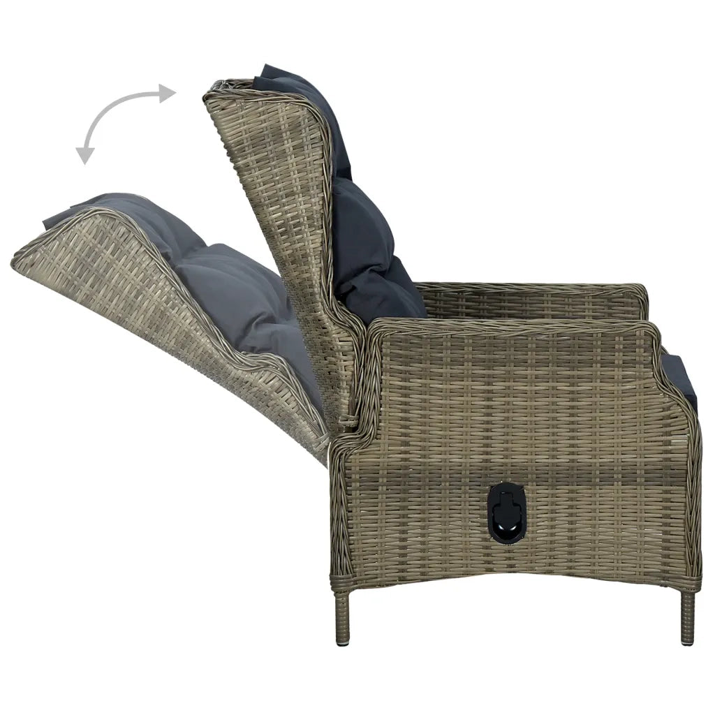 Set da Pranzo da Giardino 7 pz con Cuscini in Polyrattan Marrone