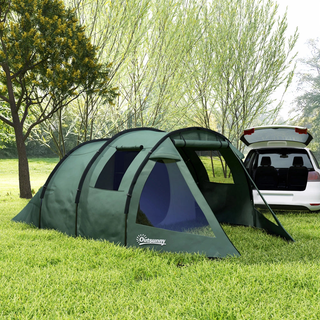 Tenda da campeggio 3-4 persone 2 stanze verde ¨C zephmum ¨C 4,75x2,64x1,72 m