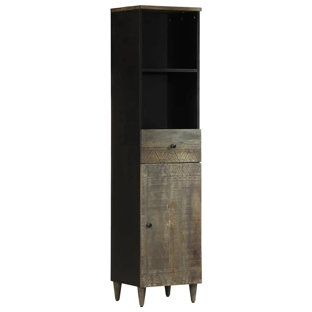 Mobiletto da bagno 38 x 33 x 160 cm ampio spazio di archiviazione stile moderno legno nero 02_0057755