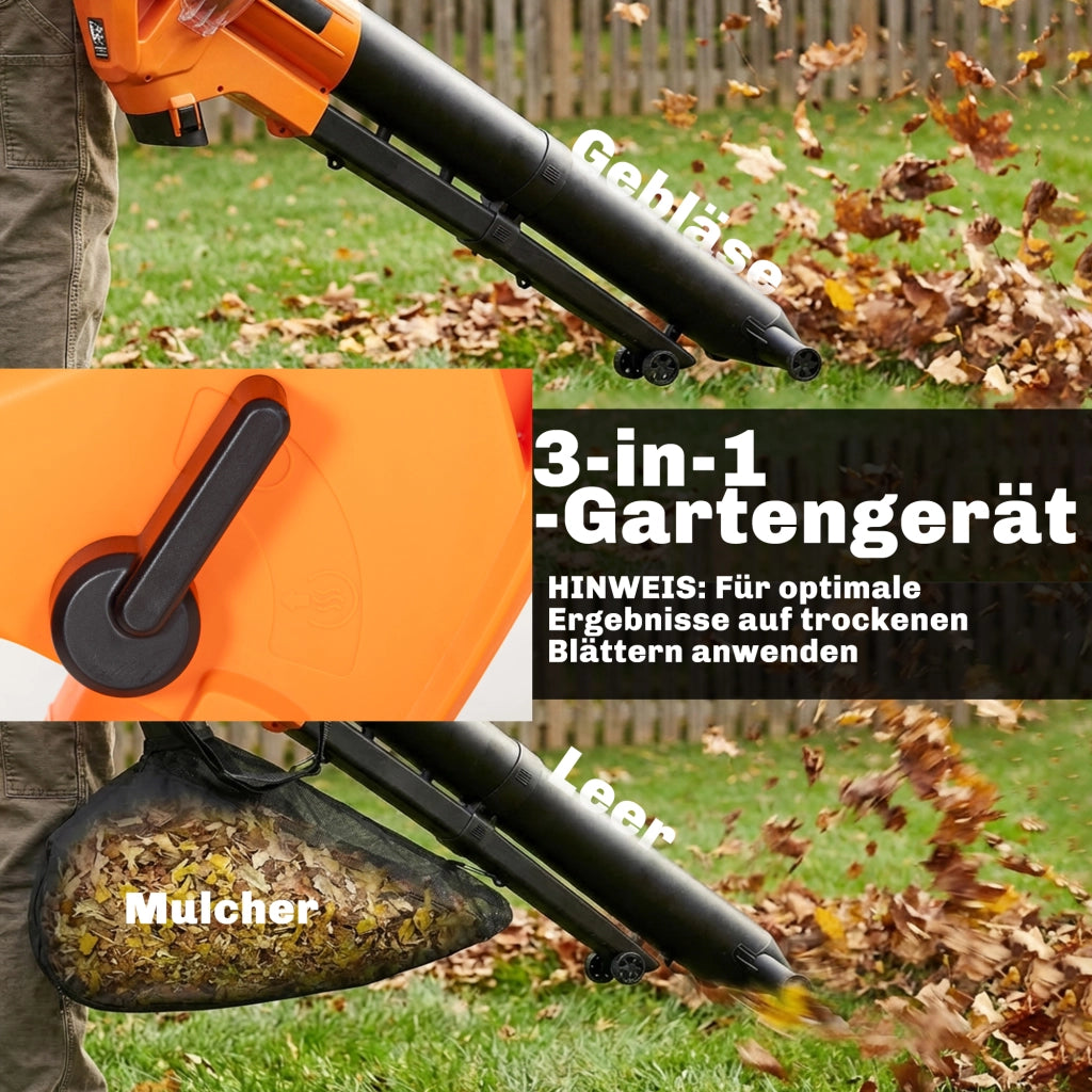 Soffiatore Aspiratore Elettrico 3in1 ¨C Xylo ¨C 3000W 40L con Ruote Arancione