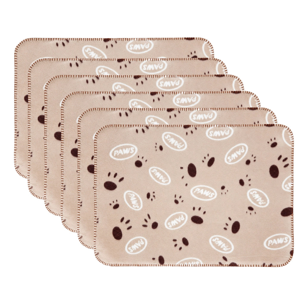 Set 6 Coperte per Cani e Gatti in Morbido Pile, Coperta Animali Lavabile e Riutilizzabile, Tappetino Proteggi Divano e Cuccia, 2 Misure 55x78 cm o 80x120 cm, 2 Colori Beige o Panna Beige - 55x78 cm