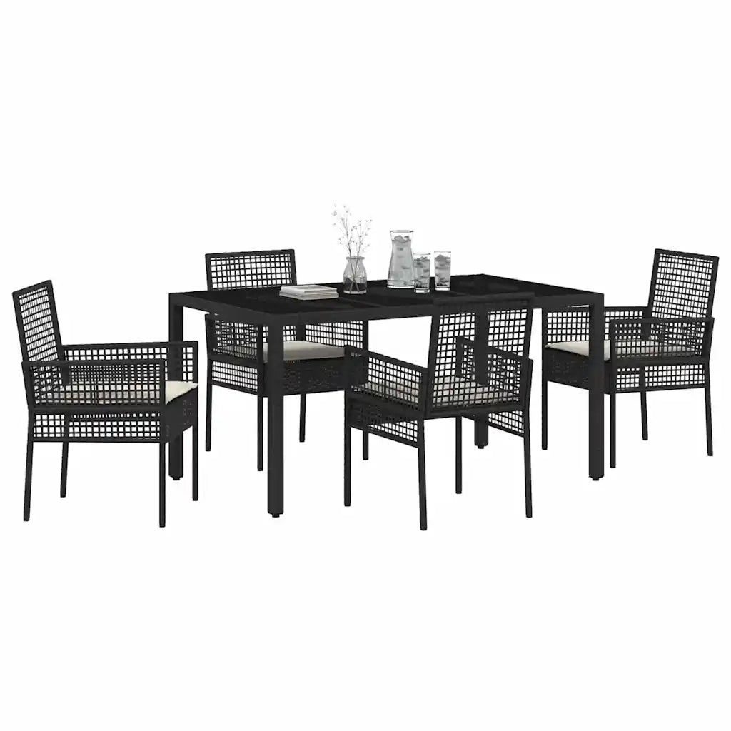 Set da Pranzo per Giardino 5 pcs Nero polyrattan 3334857