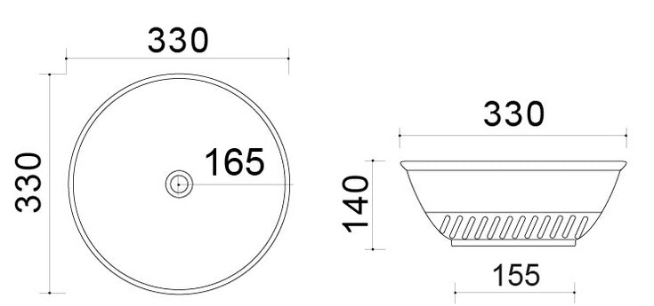 Lavabo d'appoggio d.33 slim in ceramica mod. 04 - Nero