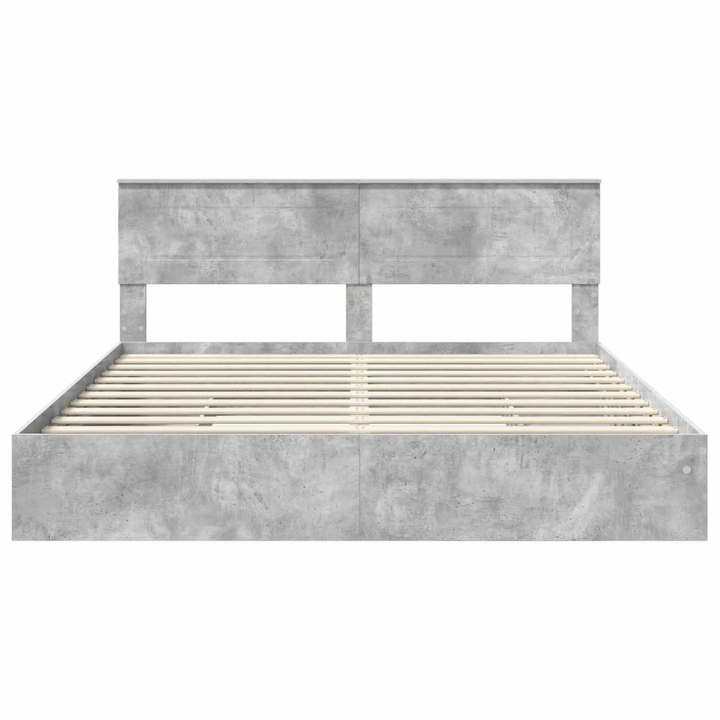 Letto con Contenitore con testiera Grigio cemento 200 x 200 cm