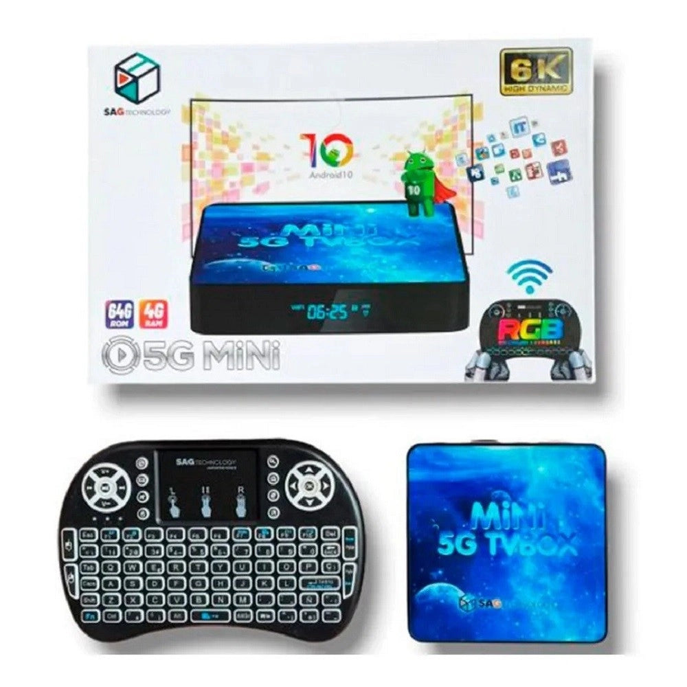 Trade Shop - Tv Box Q5gmini Ultra 6k Hd 4g Ram + 64g Wi-fi Android 10 Smart Tv Box Tastiera -
