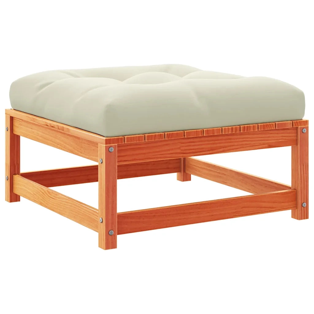 Sedia da giardino-Poggiapiedi Giardino con Cuscini 2pz Marrone Cera Massello Pino 791638