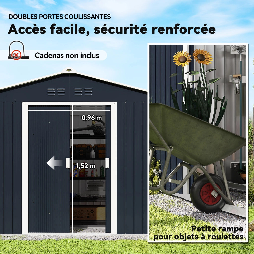 Casetta da giardino ¨C zephmum ¨C grigio scuro acciaio 277x195x192 cm